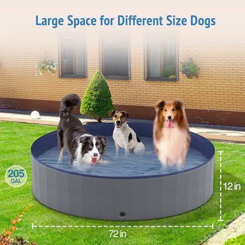 Niubya Foldable Dog Swimming Pool, Collapsible Hard Plastic, Portable Bath Tub for Pets Dogs and Cats, Pet Wading Pool for Indoor and Outdoor, 72 x 12 Inches