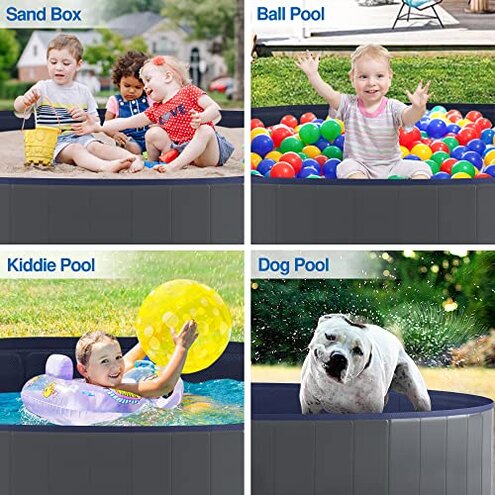 Niubya Foldable Dog Swimming Pool, Collapsible Hard Plastic, Portable Bath Tub for Pets Dogs and Cats, Pet Wading Pool for Indoor and Outdoor, 72 x 12 Inches
