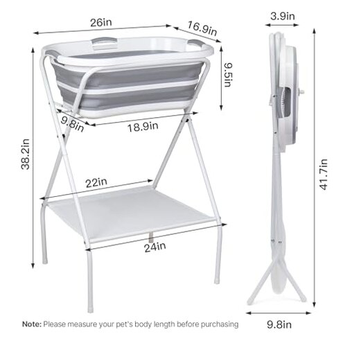Beberoad 2 in 1 Dog Bath Tub Dog Washing Station for Bathing and Grooming, Elevated Collapsible Foldable Portable Shower Bathtub for Small Dogs Cats Pet, Indoor and Outdoor