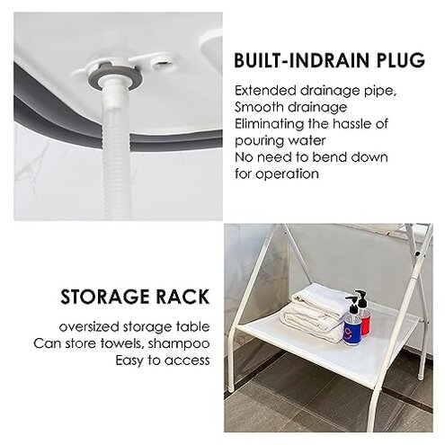 Beberoad 2 in 1 Dog Bath Tub Dog Washing Station for Bathing and Grooming, Elevated Collapsible Foldable Portable Shower Bathtub for Small Dogs Cats Pet, Indoor and Outdoor