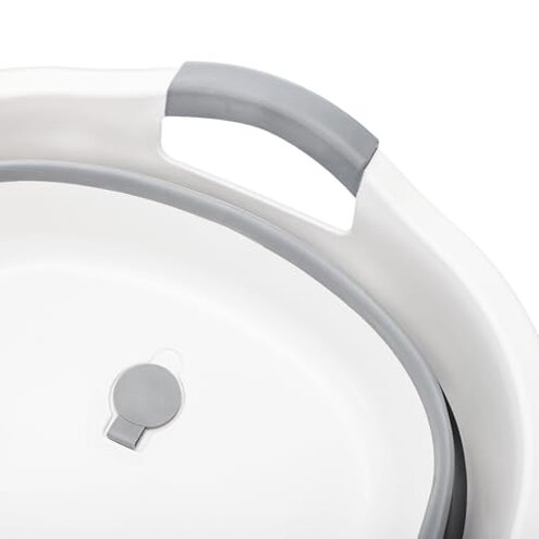 Coloch Collapsible Pet Bathtub with Water Drain Plug, Plastic Dog Bath Tub with Handle Portable Puppy Bathing Tub Space Saving Laundry Basket for Puppy, Small Dog, Cat, BPA Free, Grey