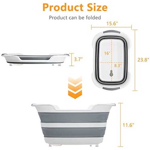 Goderewild 7.1 Gal/27L Multipurpose Collapsible Pet Bathtub Upgraded with Drainage Hole and Pet Hair Collector for Bathing/Shower, Portable Laundry Basket-Foldable Bathing Tub-Storage Organizer.