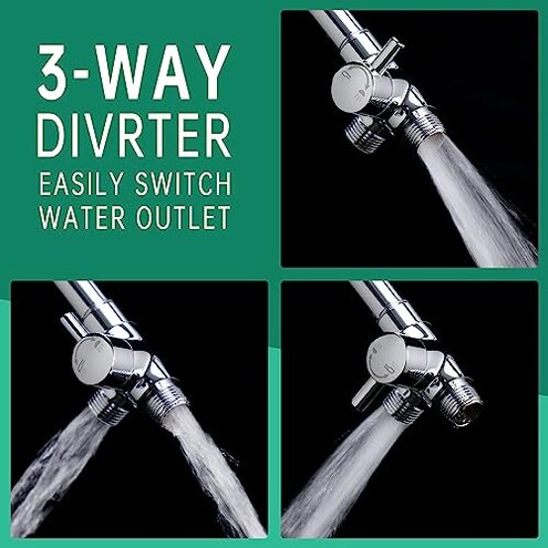 3 Mode Dog Shower Attachment, High Pressure Handheld Sprayer with ON/OFF Switch, G1/2" Metal Shower Diverter, 100 Inches Stainless Steel Hose, No Drill Hook, for Indoor Pet Bathing and Washing