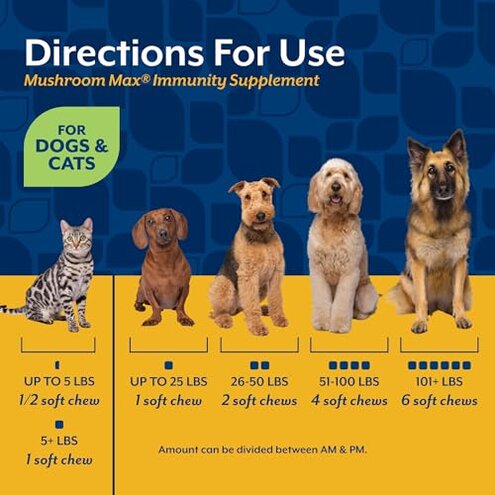 NaturVet Mushroom Max Advanced Immune Support Dog Supplement &ndash; Helps Strengthen Immunity, Overall Health for Dogs &ndash; Includes Shitake Mushrooms, Reishi, Turkey Tail &ndash; 120 Ct.