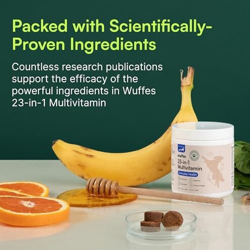 Wuffes 23-in-1 Dog Multivitamin Supplement for Hip & Joint, Skin & Coat and Immune System Support with Omega 3, Iron, Zinc, Vitamin C - Minerals & Vitamins for Senior Dogs and Puppies - 30 Soft Chews