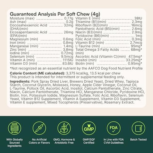 Wuffes 23-in-1 Dog Multivitamin Supplement for Hip & Joint, Skin & Coat and Immune System Support with Omega 3, Iron, Zinc, Vitamin C - Minerals & Vitamins for Senior Dogs and Puppies - 30 Soft Chews