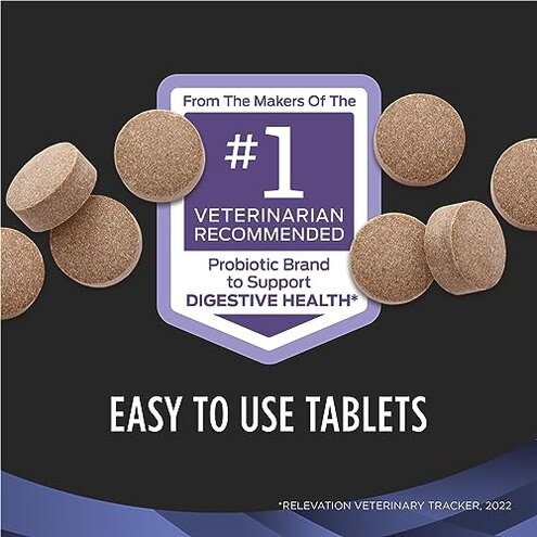 Purina Pro Plan Veterinary Supplements FortiFlora Probiotics for Dogs Chewable Tablets for Digestive Gut Health and Diarrhea - 45 ct. Canister
