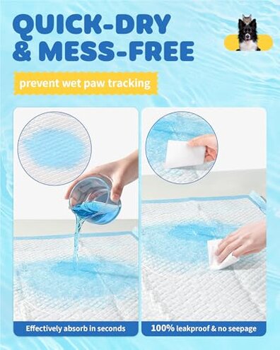 Powools 100-Pack X-Large Puppy Pads - 34'' x 28'' Pee Pads for Dogs Potty Training with Leak-Proof Quick-Dry Design, 6-Layer Wee Wee Pads for Dogs, Blue
