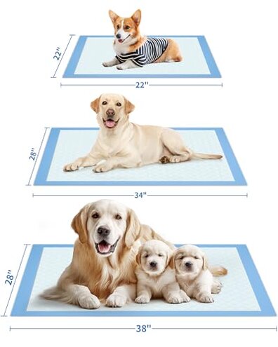 Powools 100-Pack X-Large Puppy Pads - 34'' x 28'' Pee Pads for Dogs Potty Training with Leak-Proof Quick-Dry Design, 6-Layer Wee Wee Pads for Dogs, Blue