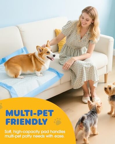 Powools 100-Pack X-Large Puppy Pads - 34'' x 28'' Pee Pads for Dogs Potty Training with Leak-Proof Quick-Dry Design, 6-Layer Wee Wee Pads for Dogs, Blue