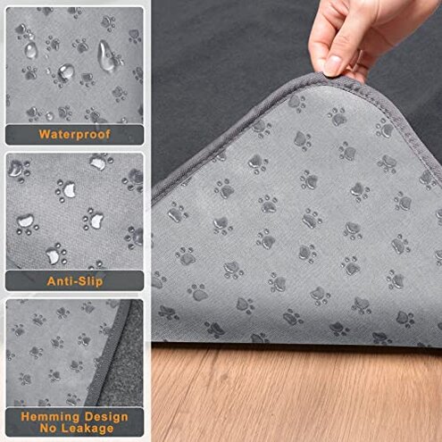 LOOBANI 2 Packs Extra Large Reusable Dog Mat for Floor, Non-Slip Washable Pee Pads for Dogs, Fast Absorbent Pet Whelping Pads, Puppy Playpen Mat for Incontinence, Housebreak, Crate (36"x48"-Gray)