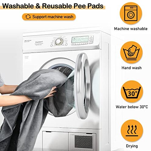 LOOBANI 2 Packs Extra Large Reusable Dog Mat for Floor, Non-Slip Washable Pee Pads for Dogs, Fast Absorbent Pet Whelping Pads, Puppy Playpen Mat for Incontinence, Housebreak, Crate (36"x48"-Gray)