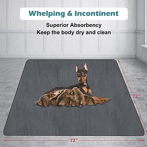 INVENHO Washable Pee Pads for Dogs 72"x72" Reusable Dog Pads Extra Large Upgrade Non-Slip Dog Pee Pads Heavy Absorbency Puppy Pee Pads Quick Dry Whelping Pads/Waterproof Puppy Training Pad