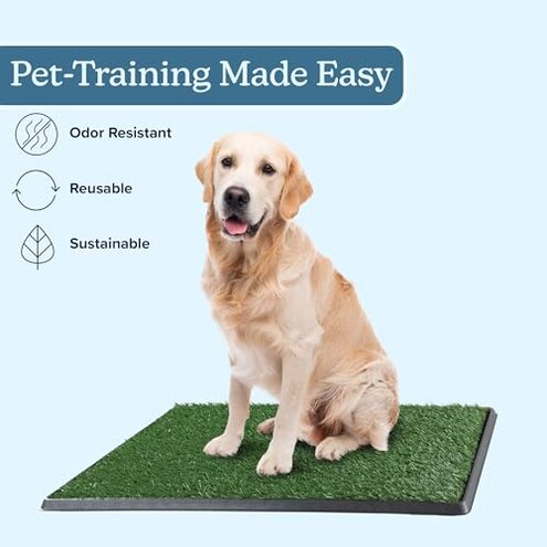Artificial Grass Puppy Pee Pad for Dogs and Small Pets - 20x30 Inch, Reusable 3-Layer Turf Pads for Dogs with Tray - Indoor and Outdoor Fake Grass Potty Pet Supplies by PETMAKER