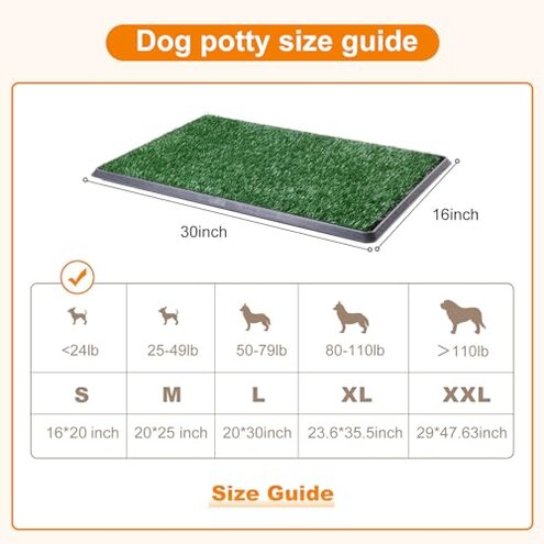 LOOBANI Dog Grass Pad with Tray - Dog Litter Box - Indoor Potty for Apartment and Patio Training - with 2 Packs Grass Pee Pads for Replacement, 16&times;20 Inch
