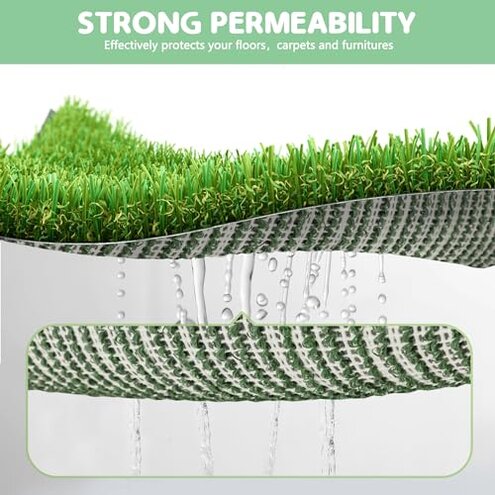 Dog Grass Pad With Tray, 25" x 20" Potty for Puppy Training, Reusable Artificial Pee Pad, Indoor/Outdoor Pet Toilet Loo, 3-Layer System