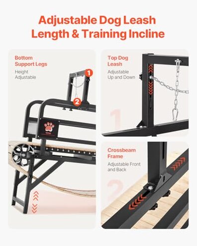 VEVOR Dog Treadmill for Small&Medium Dogs, Indoor Pet Running Machine Slat Mill to Keep Dogs Active & Fit, 360&deg; Rotatable LED Display, 3 Adjustable Ramps, Low-Noise Design, Remote Control &Move Wheels