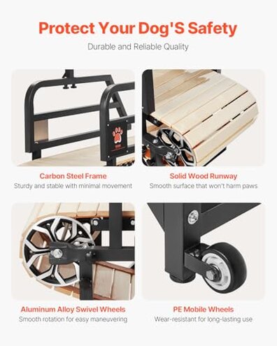 VEVOR Dog Treadmill for Small&Medium Dogs, Indoor Pet Running Machine Slat Mill to Keep Dogs Active & Fit, 360&deg; Rotatable LED Display, 3 Adjustable Ramps, Low-Noise Design, Remote Control &Move Wheels