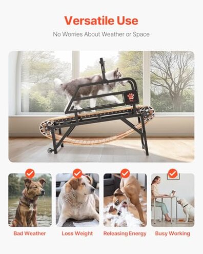 VEVOR Dog Treadmill for Small&Medium Dogs, Indoor Pet Running Machine Slat Mill to Keep Dogs Active & Fit, 360&deg; Rotatable LED Display, 3 Adjustable Ramps, Low-Noise Design, Remote Control &Move Wheels