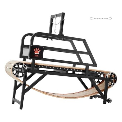 VEVOR Dog Treadmill for Small&Medium Dogs, Indoor Pet Running Machine Slat Mill to Keep Dogs Active & Fit, 360&deg; Rotatable LED Display, 3 Adjustable Ramps, Low-Noise Design, Remote Control &Move Wheels