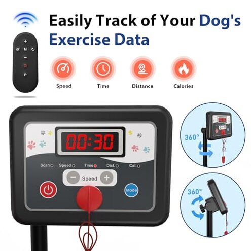 VEVOR Dog Treadmill for Small & Medium Dogs, Dog Pacer, Pet Running Machine Slat Mill to Keep Dogs Active & Fit, Foldable U Shaped Bar, Low-Noise Design, Remote Control & Move Wheels, w/LED Display