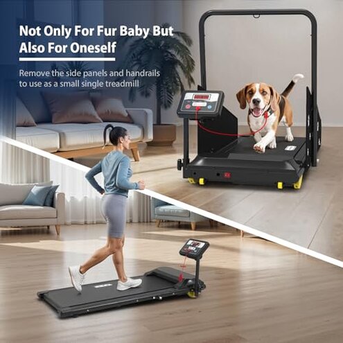 VEVOR Dog Treadmill for Small & Medium Dogs, Dog Pacer, Pet Running Machine Slat Mill to Keep Dogs Active & Fit, Foldable U Shaped Bar, Low-Noise Design, Remote Control & Move Wheels, w/LED Display