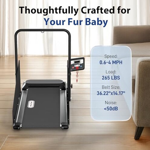 VEVOR Dog Treadmill for Small & Medium Dogs, Dog Pacer, Pet Running Machine Slat Mill to Keep Dogs Active & Fit, Foldable U Shaped Bar, Low-Noise Design, Remote Control & Move Wheels, w/LED Display