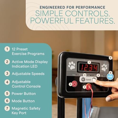 Lifepro PawRunner Dog Treadmill for Small & Medium Dogs, Pet Treadmill for Dogs up to 130lbs, Indoor Running Machine for Fitness, Compact & Durable Pacer Treadmill for Health and Exercise