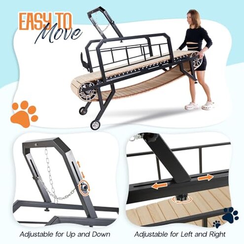 Albott Dog Treadmill for Large & Medium Dogs with Pace Adjustbable Brake and Roller Wheels, Enlarged Indoor Slatmill for Dogs to Keep Fit and Healthy, Up to 330 Lbs