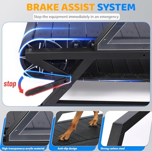 Dog Treadmill for Large Dogs, Medium Dogs with Brake, Dog Slatmill,Non-Electric Treadmill for with Step Counter, Adjustable Incline & Brake, Keep Active and Fit, Up to 300LBS