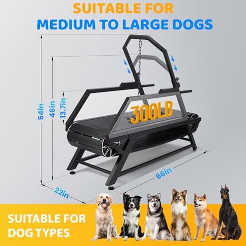 Dog Treadmill for Large Dogs, Medium Dogs with Brake, Dog Slatmill,Non-Electric Treadmill for with Step Counter, Adjustable Incline & Brake, Keep Active and Fit, Up to 300LBS