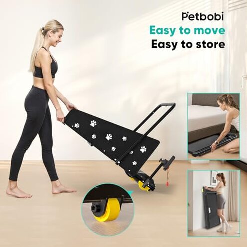 Petbobi Dog Treadmill for Small & Medium Dogs- Quiet Indoor Pet Exercise Machine with 360&deg; Rotatable Display, Remote Control & Wheels, Heavy-Duty 265 lbs Capacity for Fitness & Weight Management
