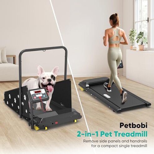 Petbobi Dog Treadmill for Small & Medium Dogs- Quiet Indoor Pet Exercise Machine with 360&deg; Rotatable Display, Remote Control & Wheels, Heavy-Duty 265 lbs Capacity for Fitness & Weight Management