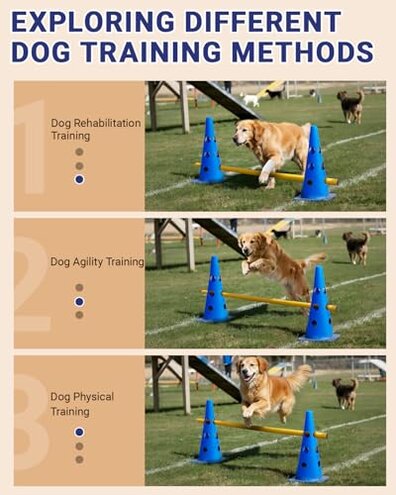 Lupar Dog Agility Course Backyard Set, Dog Agility Hurdle Cone Set with Height Adjustable Crossbar for Rehabilitation & Beginners, Dog Agility Equipment for Dog Obstacle Course - 18 Inch