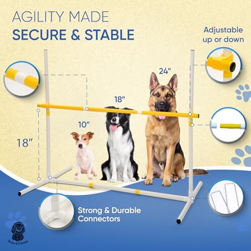 Ruby & Friends Dog Agility Equipment: Create 6 Sturdy Obstacle Courses with Our Dog Agility Course Backyard Set, Including Weave Poles, Ring Jumps and Hurdles with This Obstacle Course for Dogs