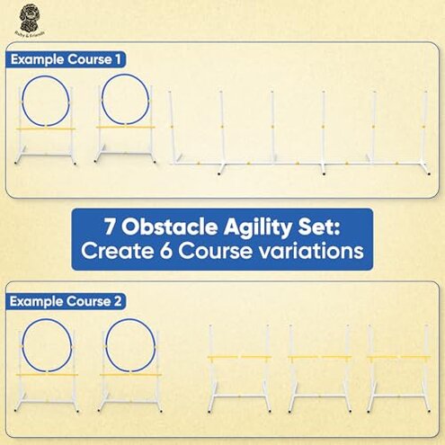 Ruby & Friends Dog Agility Equipment: Create 6 Sturdy Obstacle Courses with Our Dog Agility Course Backyard Set, Including Weave Poles, Ring Jumps and Hurdles with This Obstacle Course for Dogs