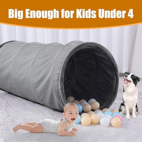 HOMBYS Extra Large Dog Tunnel for Large Dogs, Cats & Adults, Jumbo 22x22x51 Inches, Collapsible Play Tunnel