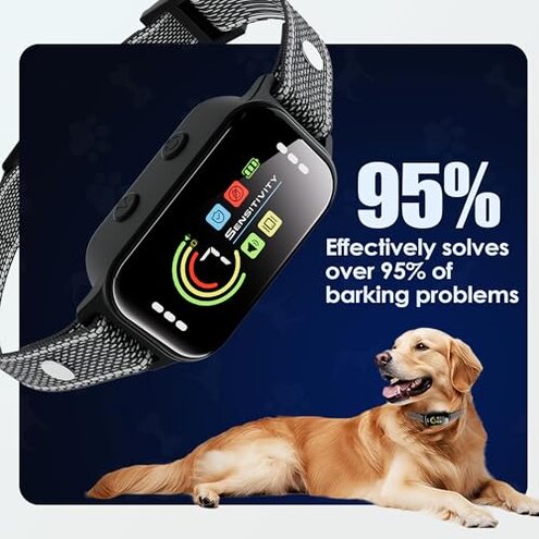 JEUJE Dog Bark Collar 2 Pack, Bark Collar for Large Medium Small Dogs 8-120lbs, AUTO Barking Collar, Bark Training Collar with 7-Level Sensitivity + 5 Safety Modes Humane Training System
