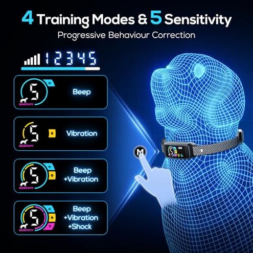 Bark Collar, 2 Pack Smart Dog Bark Collar for Large Medium Small Dogs, Anti Barking Device for Dogs Training Collar with Beep Vibration Harmless Shock, 5 Adjustable Sensitivity (Black)