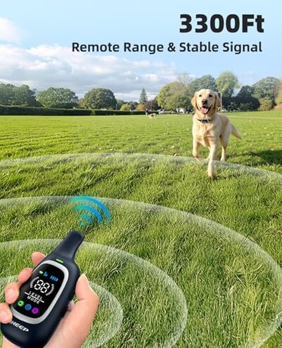 2-in-1 Dog Shock Collar and Bark Collar for Dogs – 3300FT Dog Training Collar with Remote, IP67 Waterproof e Collar with Anti-Bark/Beep/Vibration/Shock Modes for Small Medium Large Dog(8-120Lbs)