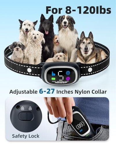 2-in-1 Dog Shock Collar and Bark Collar for Dogs – 3300FT Dog Training Collar with Remote, IP67 Waterproof e Collar with Anti-Bark/Beep/Vibration/Shock Modes for Small Medium Large Dog(8-120Lbs)