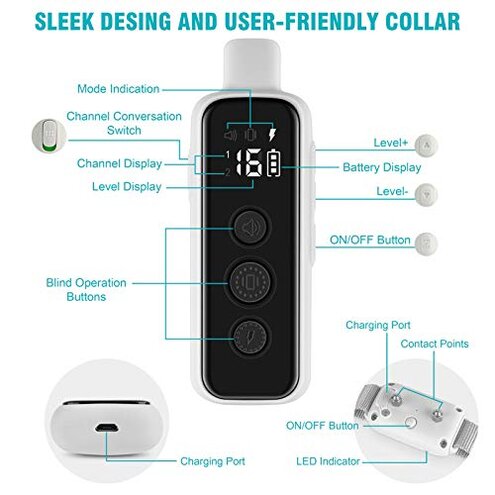 Bousnic Dog Shock Collar for 2 Dogs - (8-120lbs) Waterproof Rechargeable Electric Dog Training Collar with Remote for Small Medium Large Dogs with Beep Vibration Safe Shock Modes(Grey)