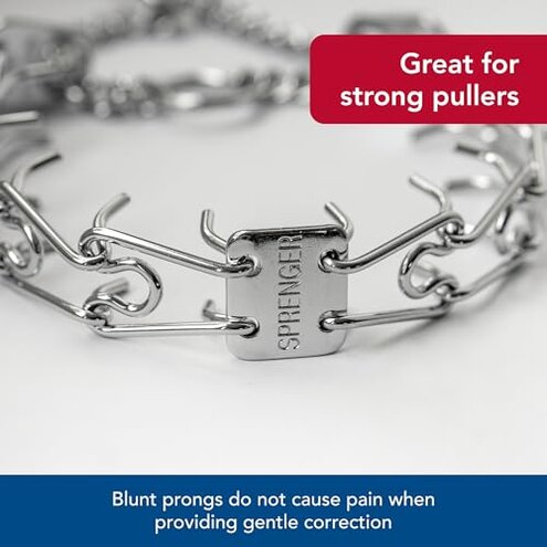 Herm SPRENGER Ultra-Plus Prong Dog Training Collar, 3.0 mm x 18" Neck Size, 3.0 mm x 22" Chain Length, Steel Chrome Plated Dog Prong Collar, Pinch Collar for Dogs, Dog Correction Collar