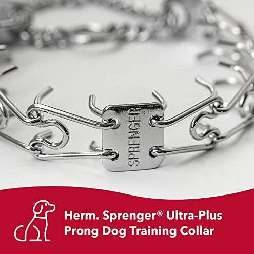 Herm SPRENGER Ultra-Plus Prong Dog Training Collar, 3.0 mm x 18" Neck Size, 3.0 mm x 22" Chain Length, Steel Chrome Plated Dog Prong Collar, Pinch Collar for Dogs, Dog Correction Collar