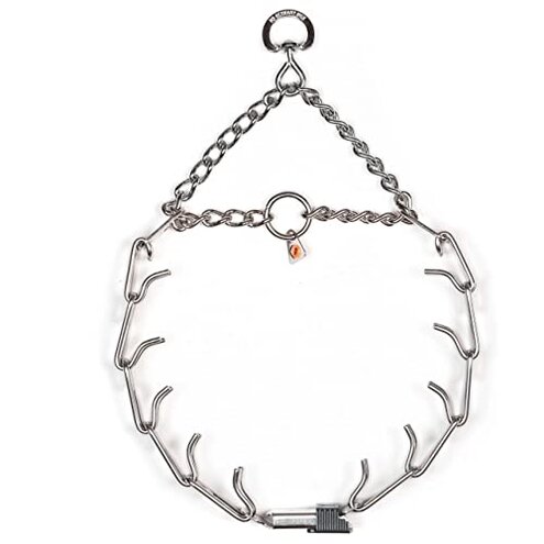 Herm Sprenger Dog Training Prong Collar with Quick Release Cliclock Buckle & Swivel Ring | Adjustable Length German Made Stainless Steel Collar for Small to Medium Dogs Up to 15" Neck (2.25mm Prongs)