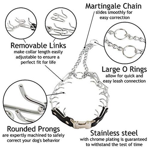 Herm Sprenger 2.25mm Prong Collar for Dog Training Adjustable Length & Easy Quick Release Buckle for Small/Medium Dogs (13-19" Neck)