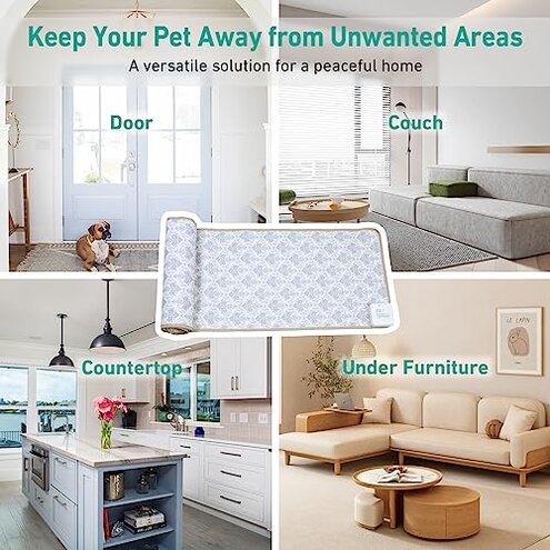 DOGNESS Rechargeable Pet Shock Mat, 31"x15" Safe Cat Repellent Mat Electronic Training Pads Keep Dogs and Cats Off Couch, Bed, Indoor Cat Deterrent Mat (Geometric Patterns)