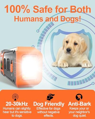 2025 Dog Training Bark Deterrent Device, Anti-Barking Device with HD Display and LED Flashlight for Dogs, Stop Bad Behavior Without Yelling or Swatting, Ultrasonic Stopper Alternative to Shock Collar