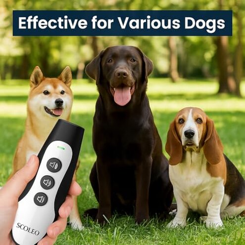 SCOLEO Anti Barking Device for Dogs - Ultrasonic Dog Trainer with VF Tech, 3 Modes Bark Control, Rechargeable Dog Bark Deterrent for Behavior Correction - Indoor & Outdoor Use