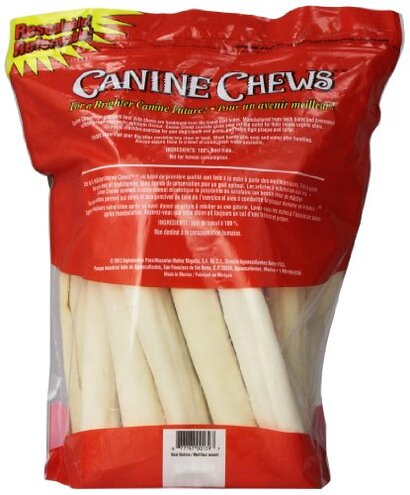 Canine Chews 10-11" Rawhide Bones for Large Dogs, Durable USA Beefhide Dog Rawhide Chews, Retriever Rolls 20 Pack (5 lbs)